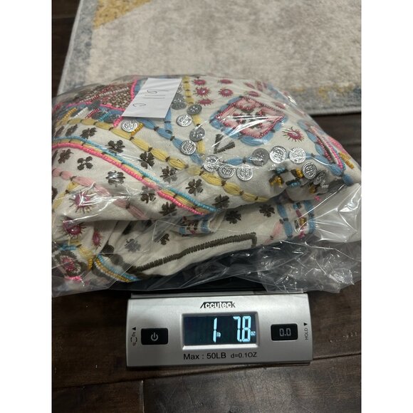 Indigo Moon Embroidered Ruffle Jacket Multicolor Sz XL Embellished Beaded Artsy - Picture 10 of 10